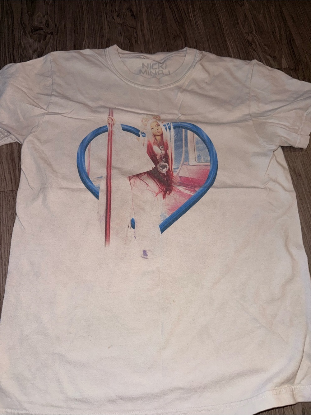 Nicki Minaj White Tee with Faded Gray Logo